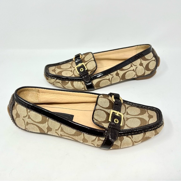 Coach dress shoes Stacie Q 131 Sz 8M Brown F2070/G07 buckle flats comfort - Picture 3 of 8